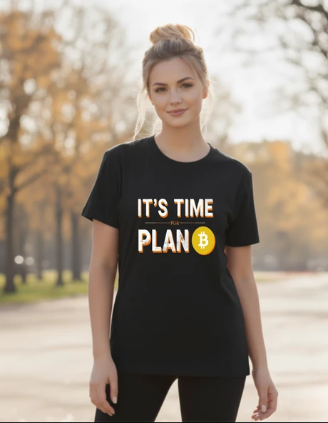 DEVISSO TRADERS Time for Plan B - Bitcoin - Trader, Borsaci Kadın Siyah T-Shirt - 2