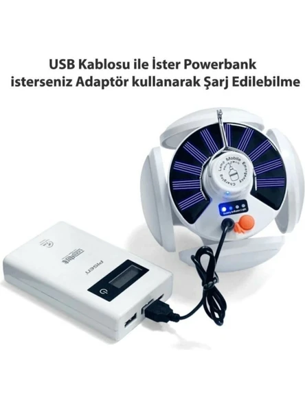 P-038 Solar Güneş Enerji Ve Usb Sarjli 5 Kanatlı - Resim 4