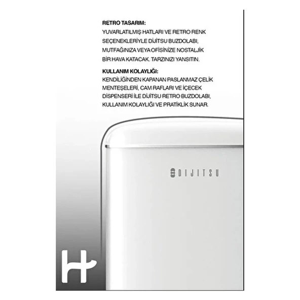 Dijitsu DB120RWH E 93 lt Statik Retro Beyaz Buzdolabı Mekanik Kontrol Paneli ile - Resim 3