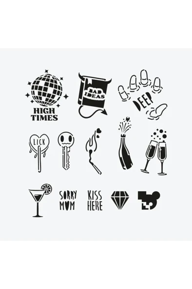 One Spray Tattoo Ibiza City Pack Dövme Şablon Seti ( Spreysiz) - Resim 2