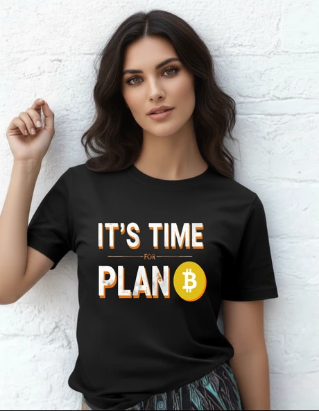 DEVISSO TRADERS Time for Plan B - Bitcoin - Trader, Borsaci Kadın Siyah T-Shirt