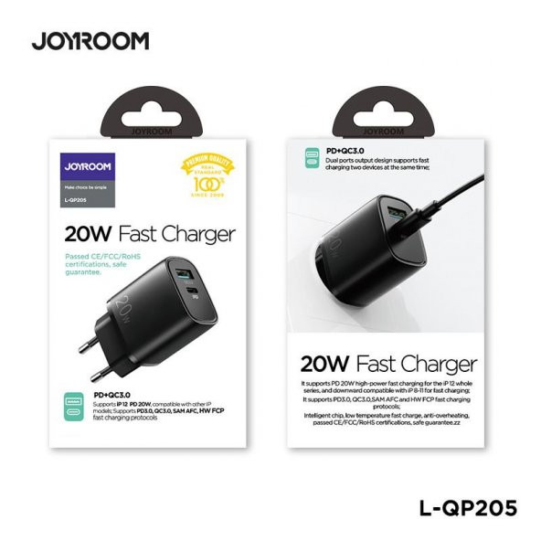 Joyroom L-QP205 PD+Q3 Şarj Başlığı 20W C Tipi Hızlı Şarj Adaptörü - 2