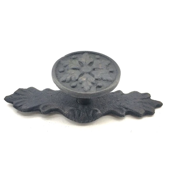 Antika Tarz Dekoratif Pirinç Çiçek Düğme - 27x70 Mm, Oksit