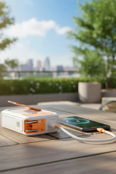 Fulltech FP18 10000 mAh 22.5W Powerbank  5in1 Kablosuz Şarj Fişli Priz Adaptörü ve Hızlı Şarj Desteği - 4