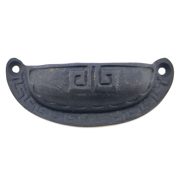 Antika Tarz Dekoratif Pirinç Çizgili Tas Mobilya Kulbu - 37x90 Mm, Oksit