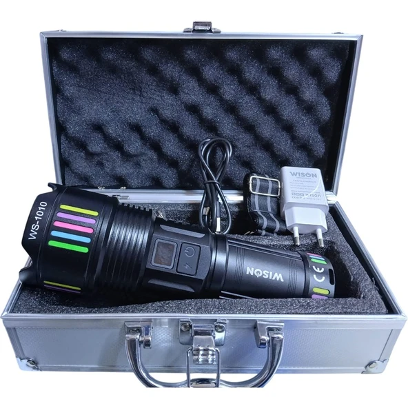 Wison 1010 Profesyonel El Feneri | 55W – 5500 Lümen – 13.200 Mah – Zoom Özellikli – Metal Gövde – Type-C Şarjlı ürün görseli