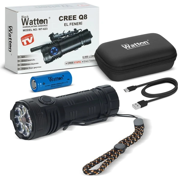 Watton Cree Q8- Xpg 8+1 LED Şarjlı El Feneri Watton WT-623 ürün görseli