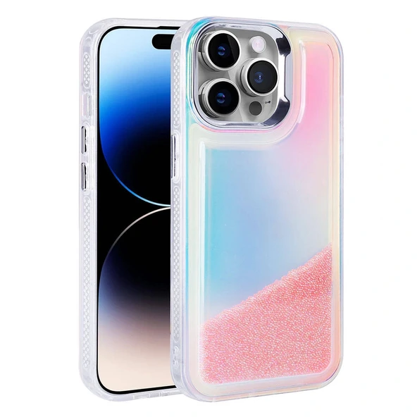 iPhone 14 Pro Max Kılıf Airbagli Renkli Arka Yüzey Boncuk Tasarımlı Kumul Kapak ürün görseli