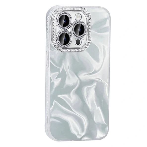 iPhone 14 Pro Max Kılıf Airbagli Parlak Taş Detay Tasarımlı Esila Kapak - Resim 2