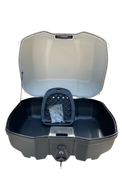 BİKE SKY Tien 52 Litre Motosiklet Arka Çantası Otomatik Kilit Sırt Dayamalı Gri - Resim 2