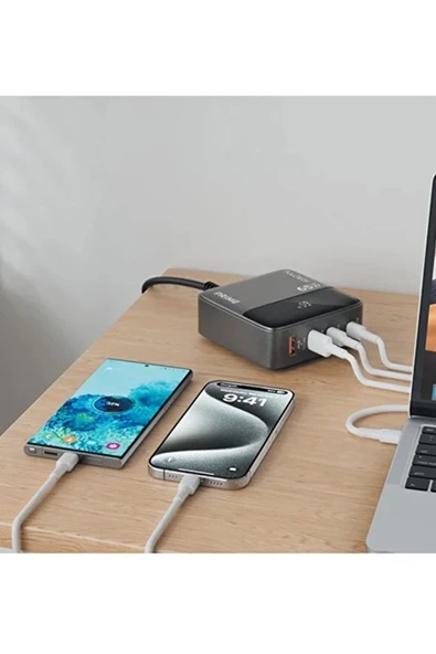 65w Masaüstü 4 Portlu Hızlı Şarj Cihazı İstasyonu 2xusb-a, 2xtype-c Giriş,1,5 Mt. Kablo - Resim 4