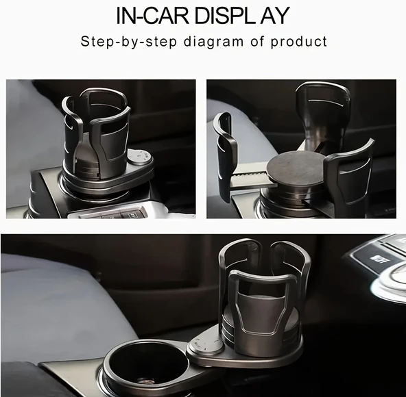 2’si 1 Arada Ayarlanabilir Araç Bardak Tutucu, Genişleyebilir Üst Kısım 3”-6.2”, Şişe Adaptörü, Araba Organizatörü, Dayanıklı Taban, Ramblers Hydroflask Uyumlu, Modern Araç Düzenleyic - 2