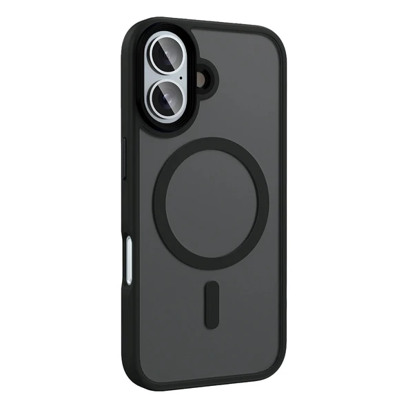 iPhone 16 Plus Kılıf Mat Arka Yüzey Wireless Şarj Özellikli Flet M-safe Kapak - Resim 6