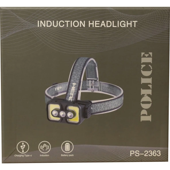 Polıce PS-2363 Üç Renk Işıklı,şarjlı, Sensörlü Kafa Feneri ürün görseli 1