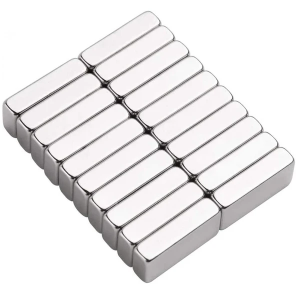 5 Adet 20x10x5 Mm Neodyum Magnet N35 Güçlü Mıknatıs Köşeli Ve Dayanıklı Nikel Kaplama - Resim 2