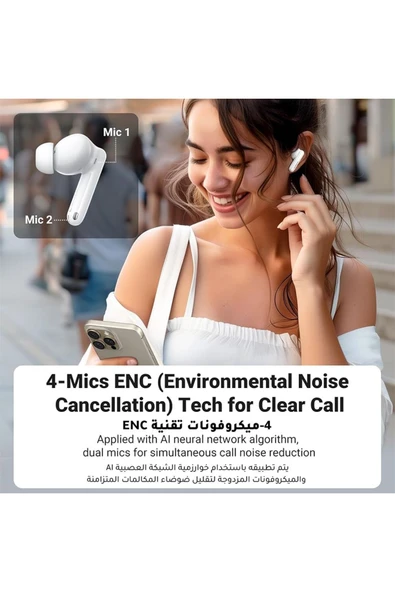 Ugreen Kulaklıklar Kablosuz HiTune T3 Pro Aktif işlemci Önleyici - Beyaz - 4