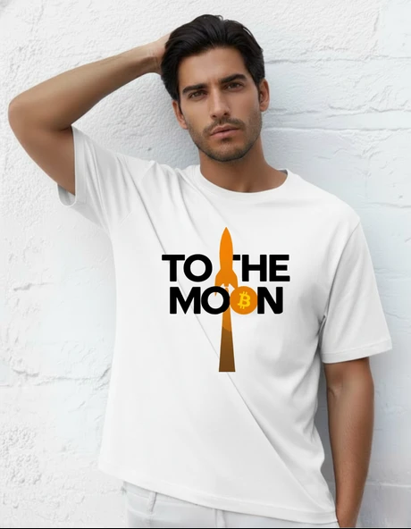DEVISSO TRADERS To the Moon - Bitcoin - Trader, Borsaci Erkek Beyaz T-Shirt