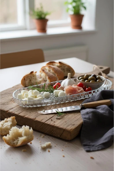 Cam Balık Sırtı Baton Sunum Tabağı 28 cm ürün görseli 1