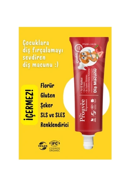 The Prouvee Réponses Organik Bebek & Çocuk Diş Macunu Çilekli 35 ml - 3