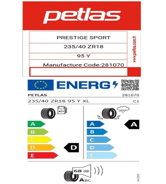 Petlas 235/40 ZR18 TL 95Y XL PRESTIGE SPORT Yaz Lastiği (Üretim Tarihi:2025) - Resim 2