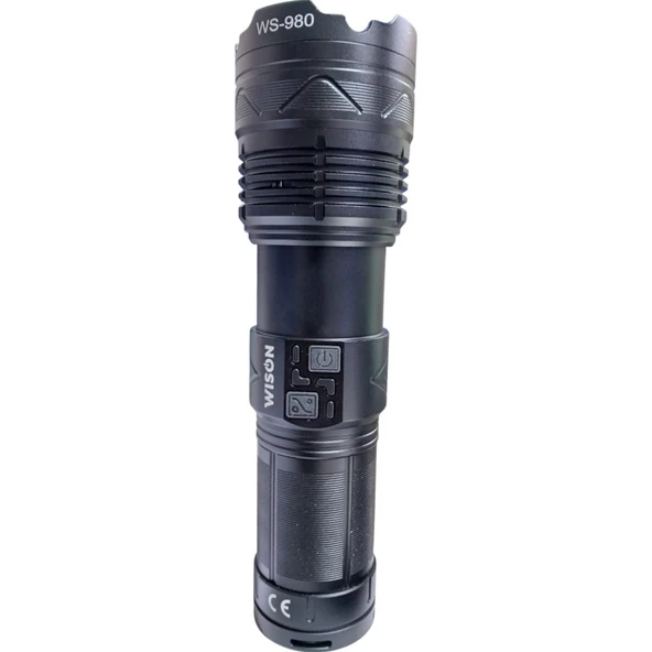 Wison 980 Profesyonel Zoomlu El Feneri | 60W – 6000 Lümen – 13.200 Mah – Type‑c – Metal Gövde - Resim 5