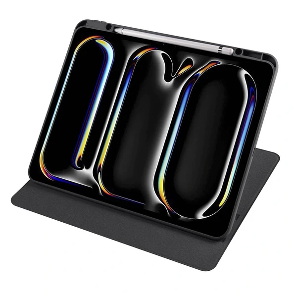iPad Pro 13 2024 Kılıf Termik Kalem Bölmeli Dönebilen Standlı Kılıf - Resim 2