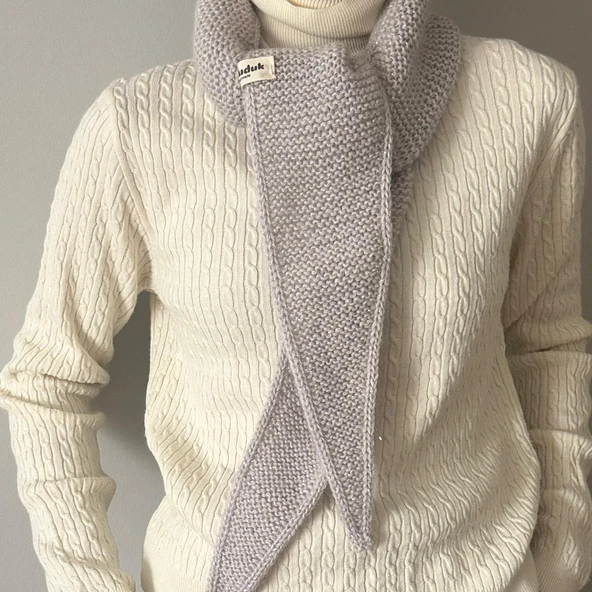 Pofuduk Sophie Örgü Eşarp Fular Şal PFDKF4 Simli Gri ürün görseli