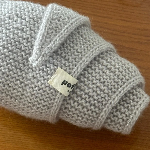 Pofuduk Sophie Örgü Eşarp Fular Şal PFDKF4 Simli Gri - Resim 9