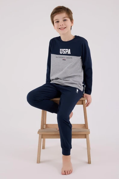 U.S. Polo Assn. Garson Erkek Çocuk Uspa %100 Pamuklu Uzun Kollu Pijama Takım - 3