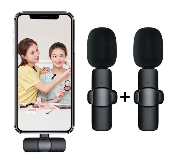 Kablosuz Wireless Lavaller Type-C 2 Yaka Mikrofonlu Mikrofon – Kristal Netlikte Ses, Uzun Menzil, Taşınabilir, Yüksek Performans ürün görseli