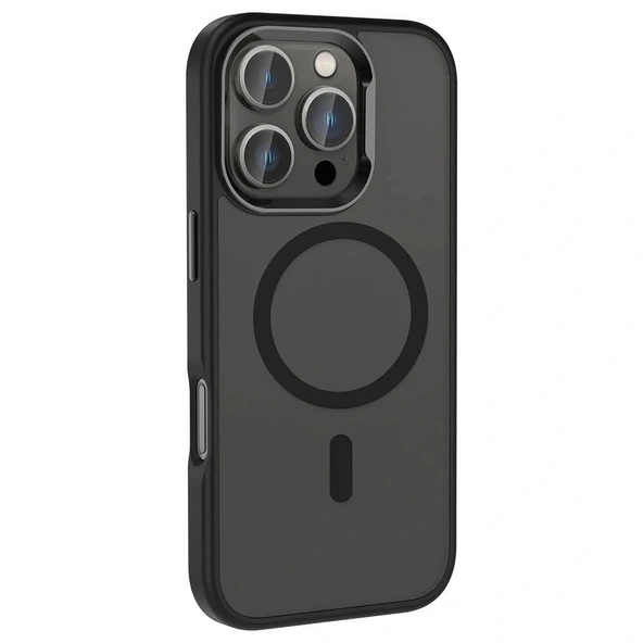 iPhone 16 Pro Kılıf M-safe Şarj Özellikli Parlak Kamera Çerçeveli Kost Kapak - Resim 2