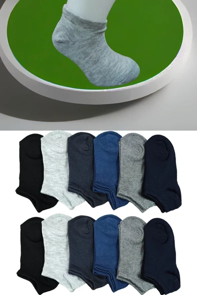 Leement Socks Çocuk 12 Çift Pamuklu Esnek Yumuşak Dokulu Kısa Patik Corap ürün görseli