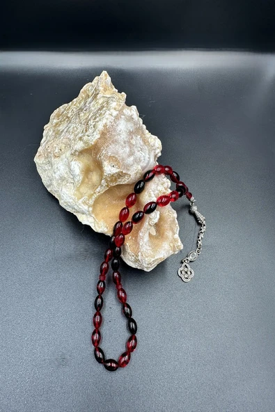 Siyah Kırmızı Ateş Kehribar Tespih ürün görseli