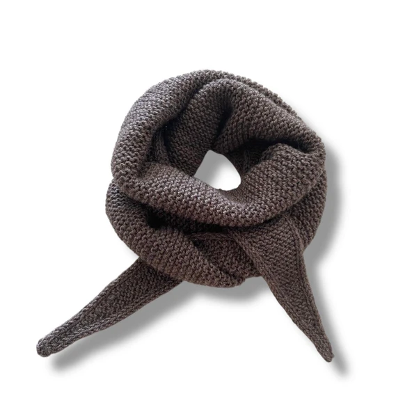 Pofuduk Sophie Örgü Eşarp Fular Şal PFDKF2 Kahverengi - Resim 3