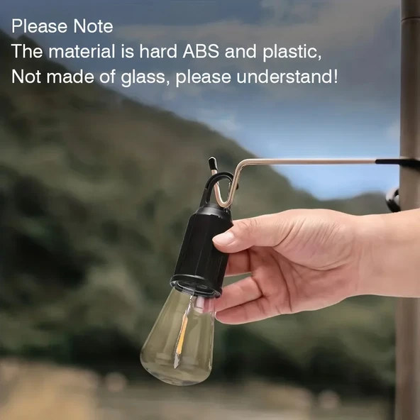 Rustik Taşınabilir Şarjlı Tasarruflu Ampul 10W Led Lamba Type-c Şarj Askılı Asma Aydınlatma T020 (5250) - 5