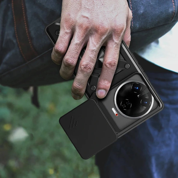 Tecno Camon 30 Pro 5G Kılıf Magnetik Standlı Kamera Korumalı Sürgülü Vega Kapak - Resim 10