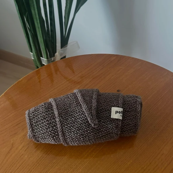 Pofuduk Sophie Örgü Eşarp Fular Şal PFDKF2 Kahverengi - Resim 7