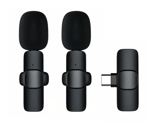 Kablosuz Wireless Lavaller Type-C 2 Yaka Mikrofonlu Mikrofon – Kristal Netlikte Ses, Uzun Menzil, Taşınabilir, Yüksek Performans - Resim 2