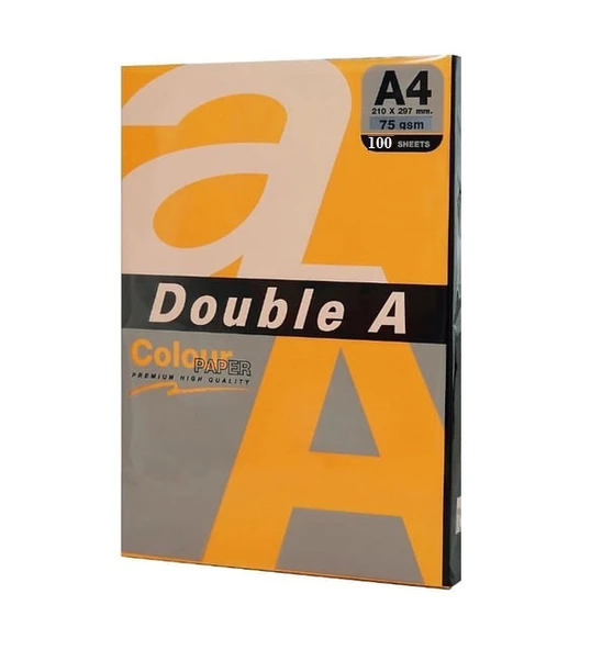 Double A Renkli Fotokopi Kağıdı 100 Lü A4 75 Gr Fosforlu Turuncu