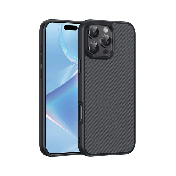 iPhone 16 Pro Kılıf M-safe Şarj Özellikli Karbon Fiber Tasarımlı Elnino Kapak ürün görseli