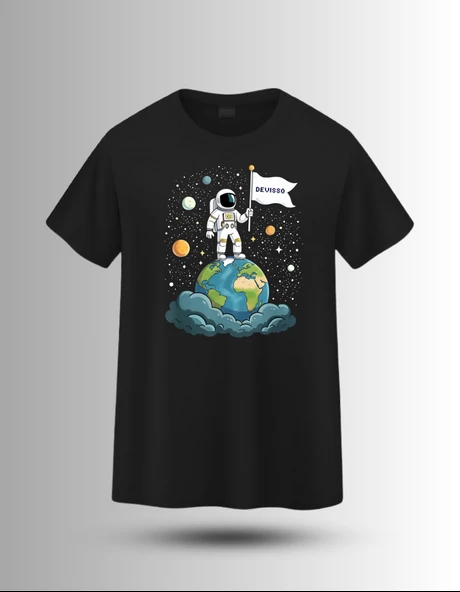 DEVISSO TRADERS On Top of the World - Traders, Borsaci Erkek Siyah T-Shirt - 3