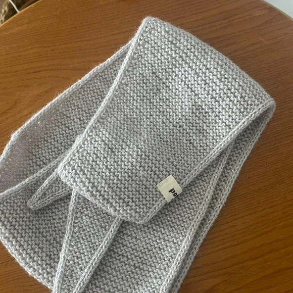 Pofuduk Sophie Örgü Eşarp Fular Şal PFDKF4 Simli Gri - Resim 2