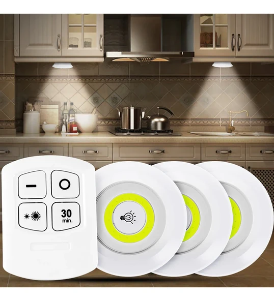 Uzaktan Kumandalı Yapışkanlı 3’lü Led Spot Lamba (5250) - 5