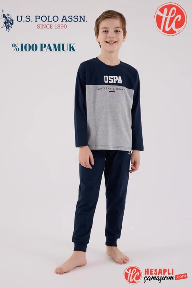 U.S. Polo Assn. Garson Erkek Çocuk Uspa %100 Pamuklu Uzun Kollu Pijama Takım