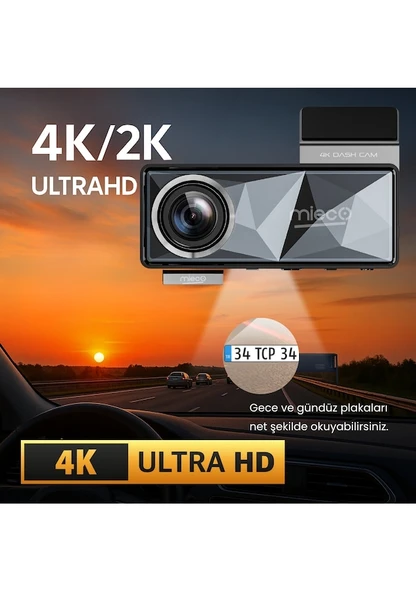 Mieco A11 Wifi/ 4k Uhd/ 150 Ultra Geniş Açı/ Adas/ Araç Kamerası - 2