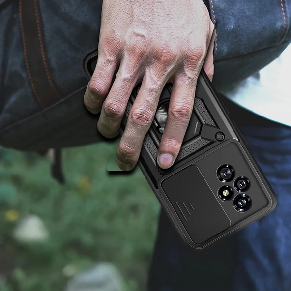 Honor 200 Kılıf Magnetik Standlı Kamera Korumalı Sürgülü Vega Kapak - Resim 10