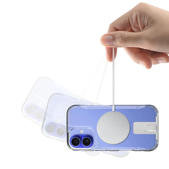 iPhone 16 Kılıf M-safe Şarj Özellikli T-Max Standlı Kapak - Resim 6