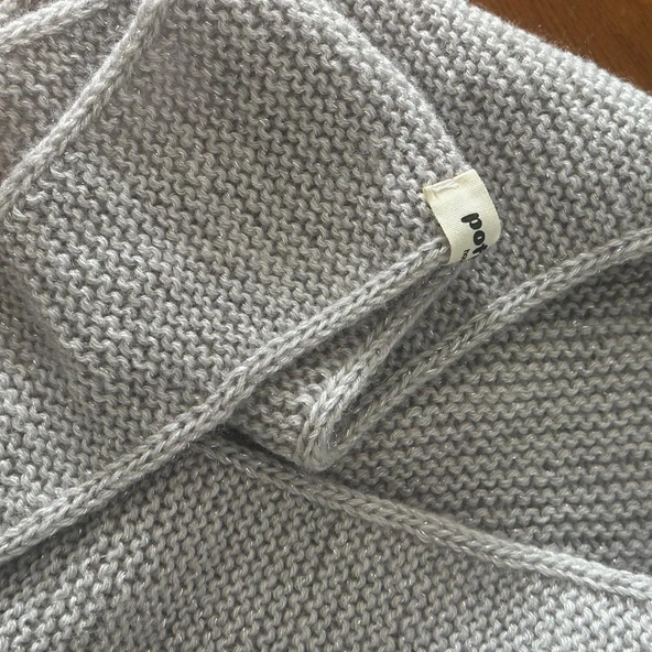 Pofuduk Sophie Örgü Eşarp Fular Şal PFDKF4 Simli Gri - Resim 6