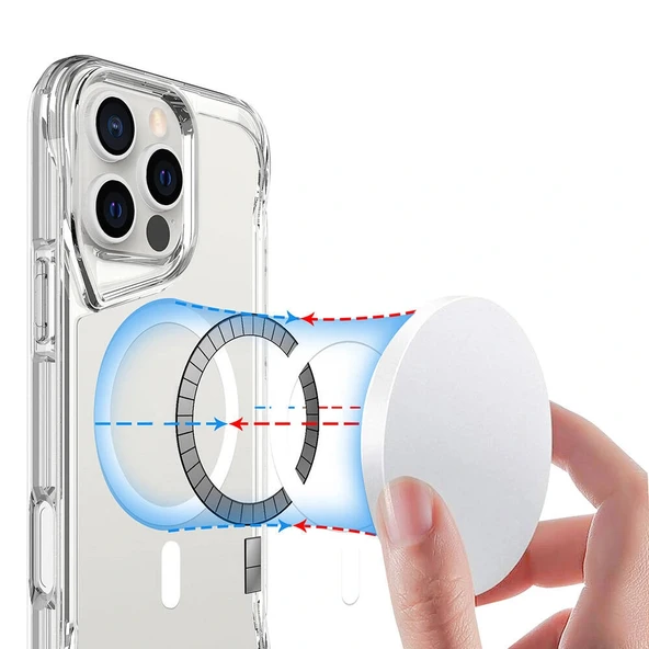 iPhone 16 Pro Kılıf M-safe Şarj Özellikli T-Max M-safe Kapak - Resim 8