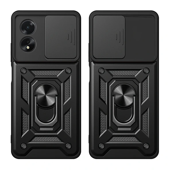 Oppo A38 Kılıf Magnetik Standlı Kamera Korumalı Sürgülü Vega Kapak - Resim 2